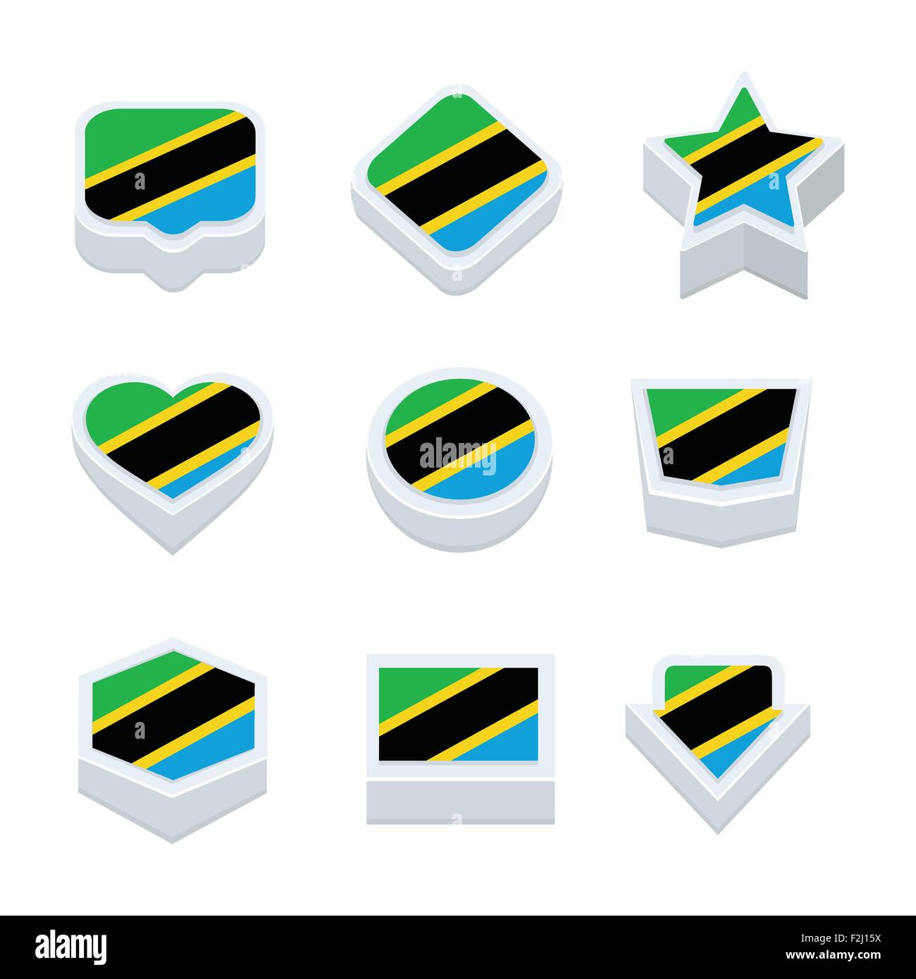 tanzania flags icons and button set nine styles Stock Vector Image ...