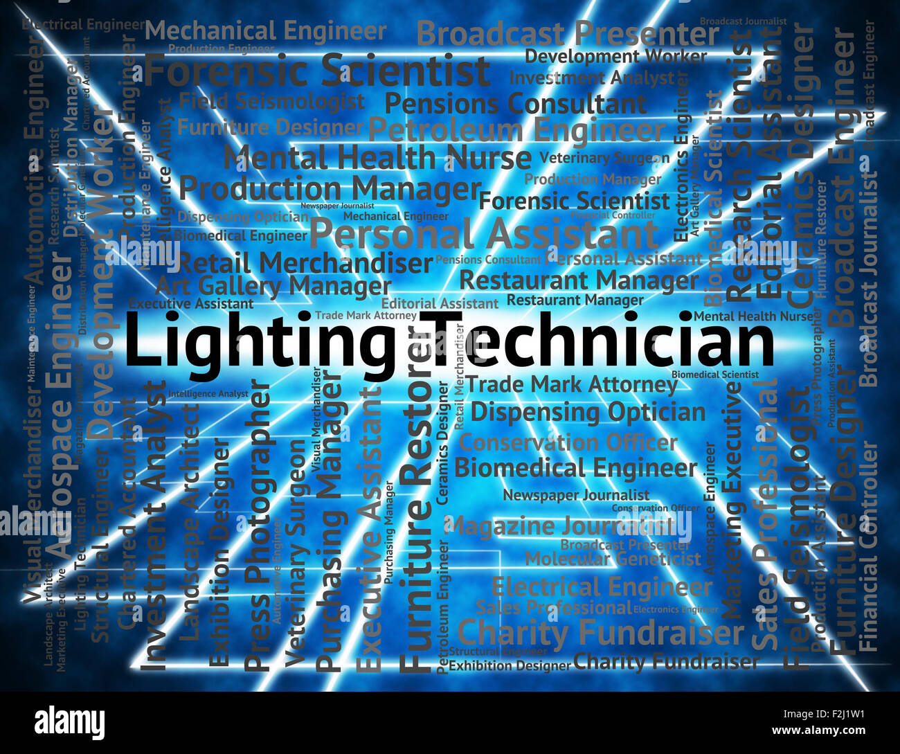 Lighting Technician Showing Position Employee And Job Stock Photo Alamy