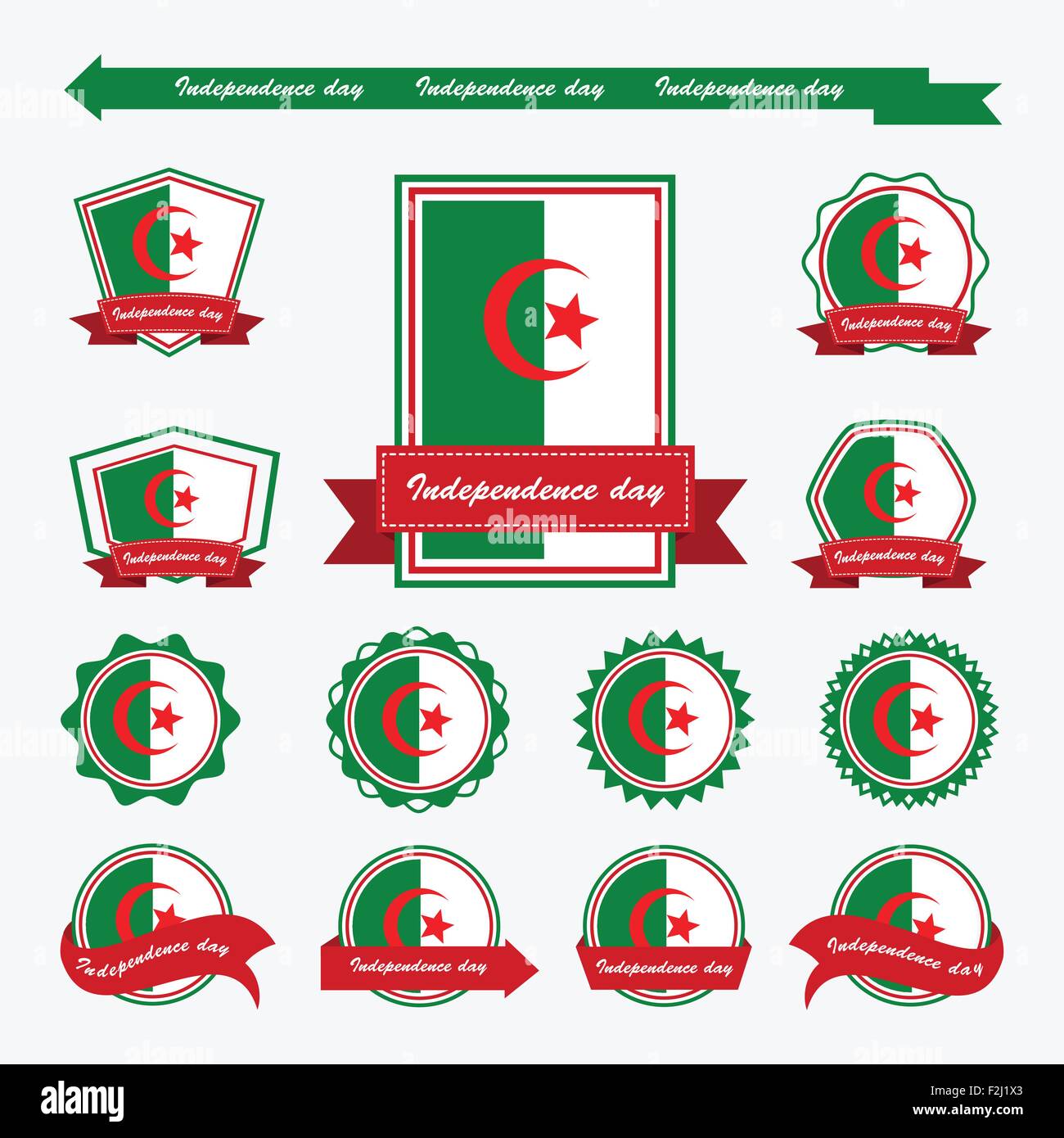 algeria independence day flags infographic design Stock Vector