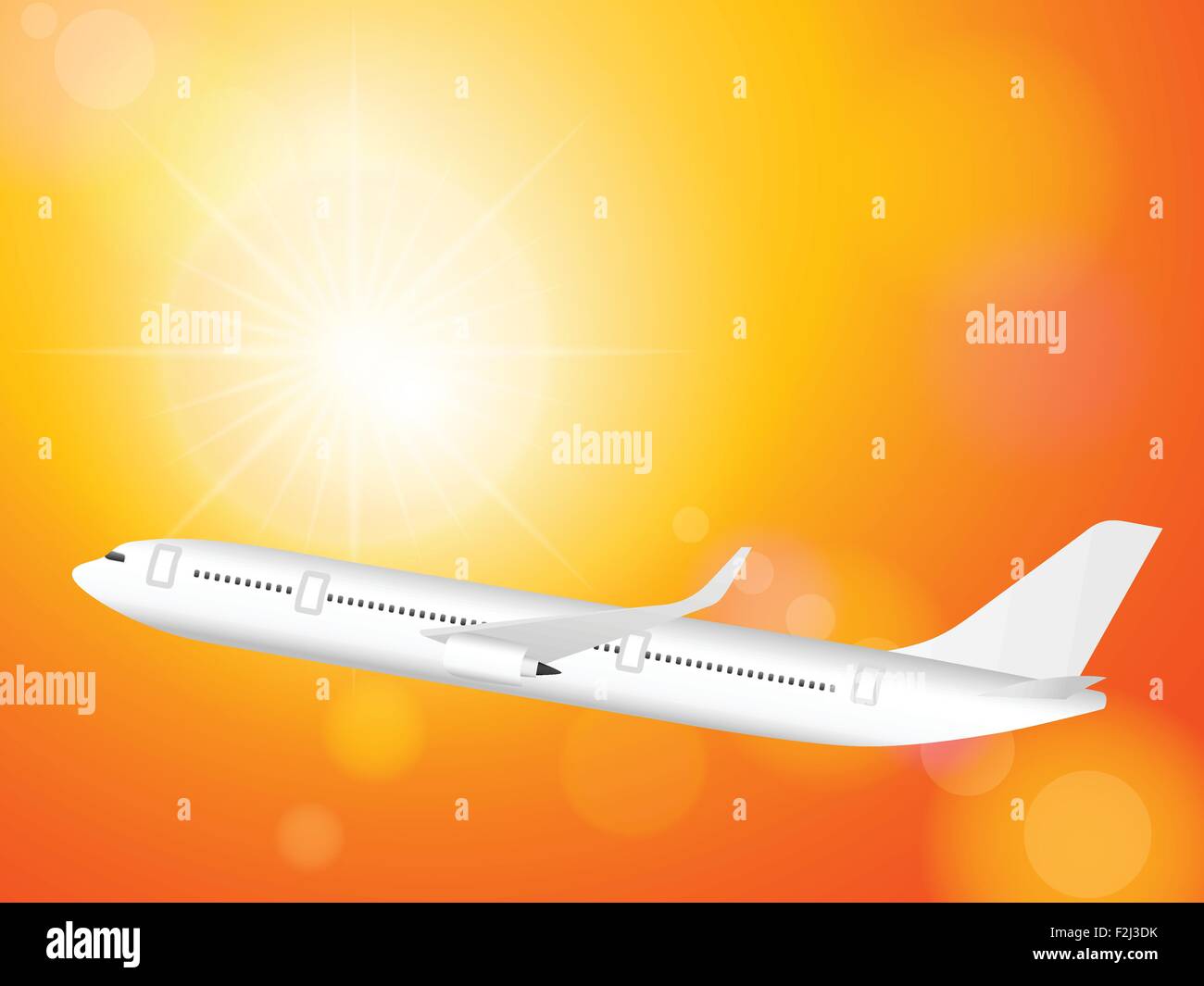 Airplane is flying in the sky sunset Stock Vector Images - Alamy