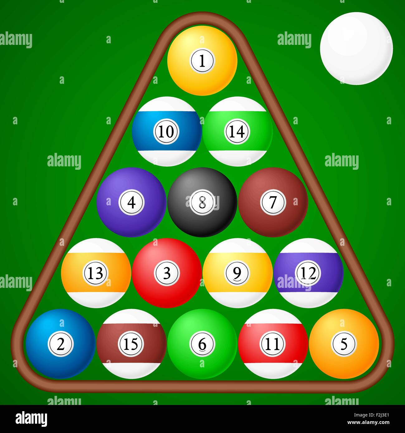 Set of pool balls on a green background. Vector illustration Stock ...