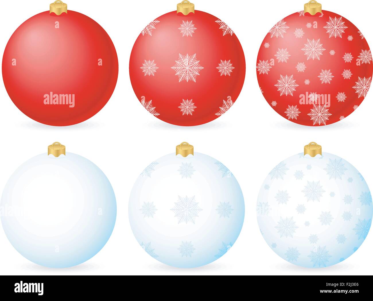 Blue and red christmas balls on a white background. Vector illustration. Stock Vector