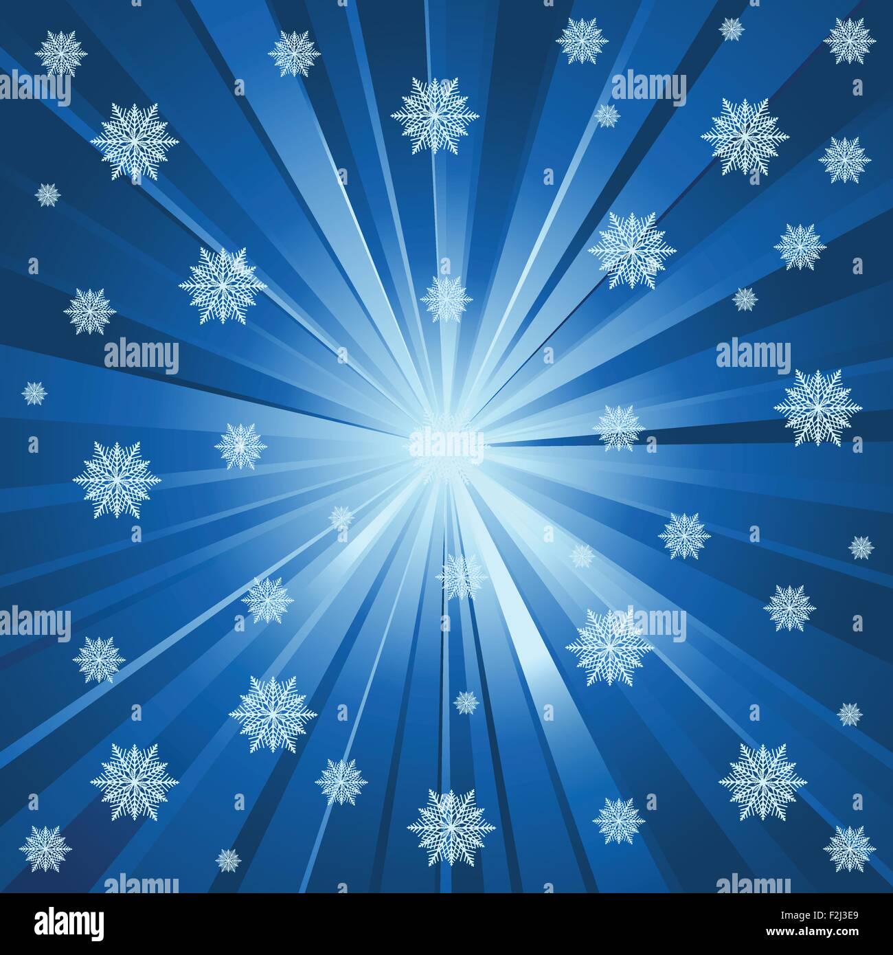 Blue rays background with snowflakes. Vector illustration Stock Vector ...