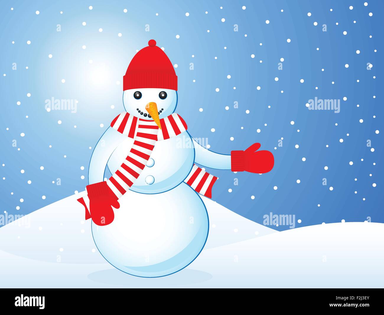 Winter background landscape with snowman. Vector illustration Stock ...