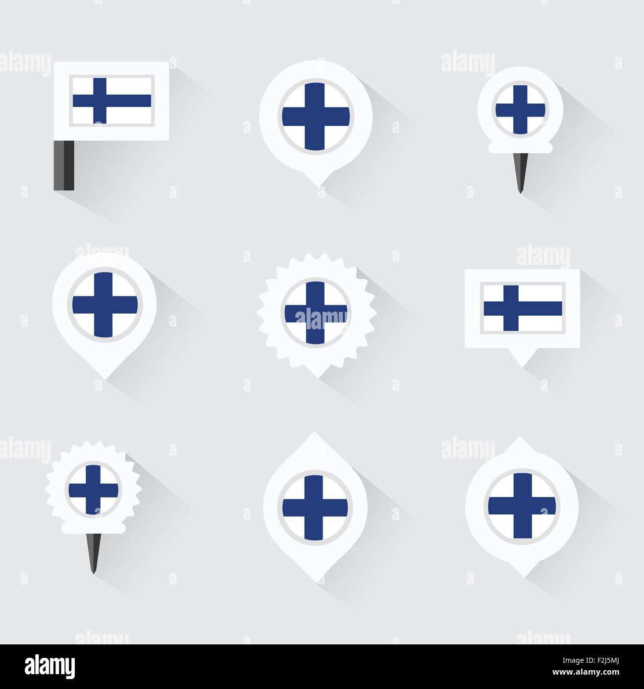 finland flag and pins for infographic, and map design Stock Vector
