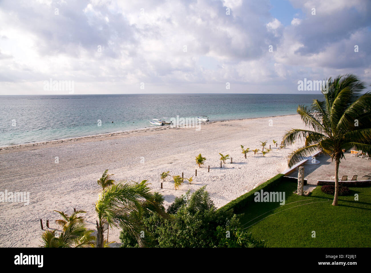 The beach in Puerto Morelos, Mexico. Stock Photo