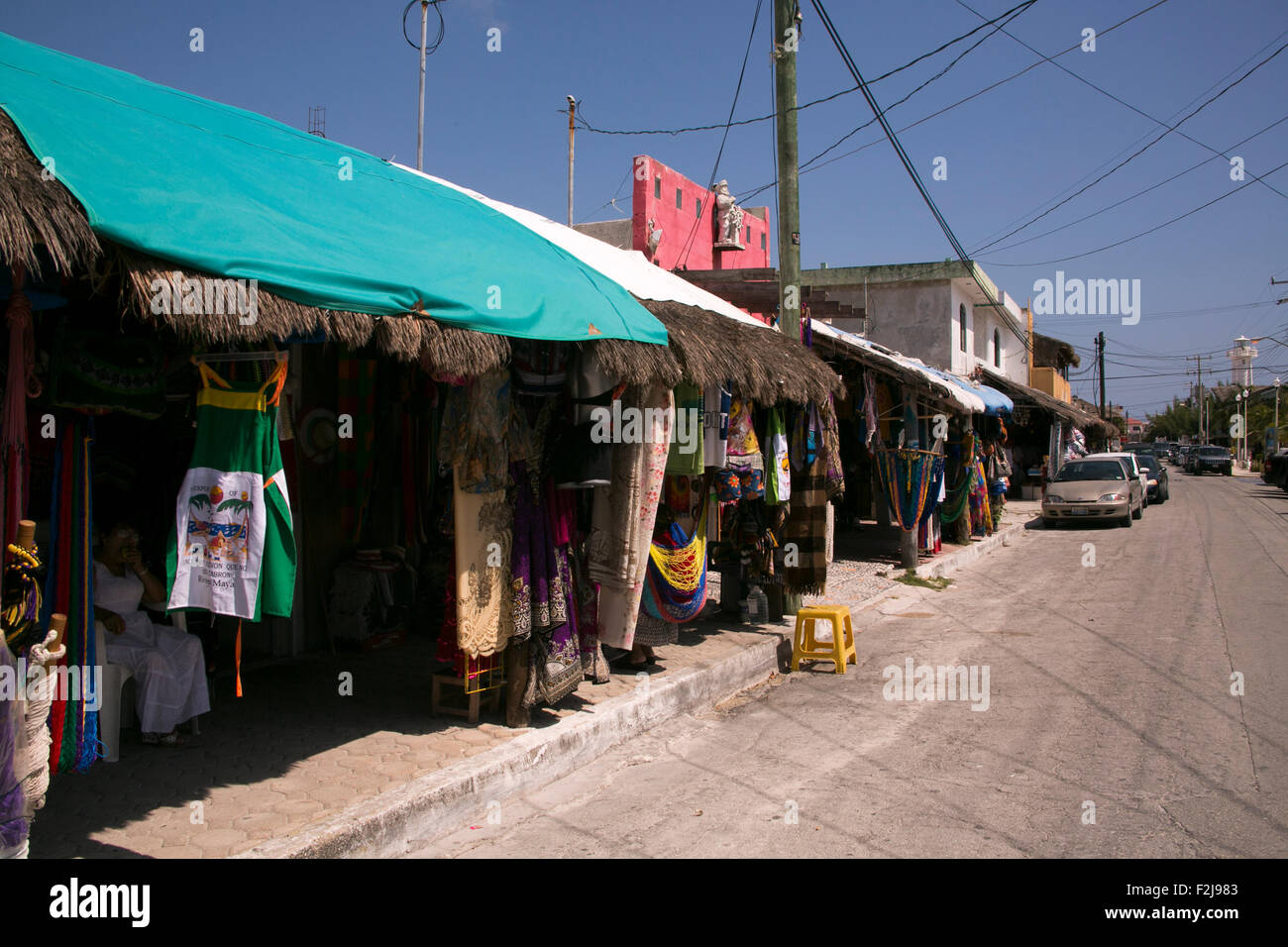 A street in Puerto Morelos, Mexico. Stock Photo