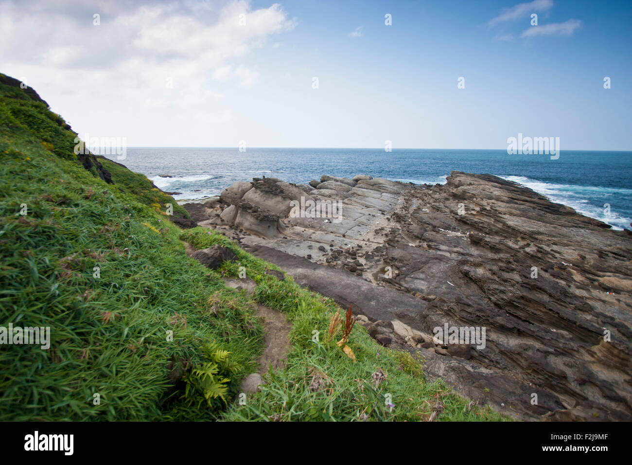landscape of Pacific Ocean coast, New Taipei City, Taiwan Stock Photo