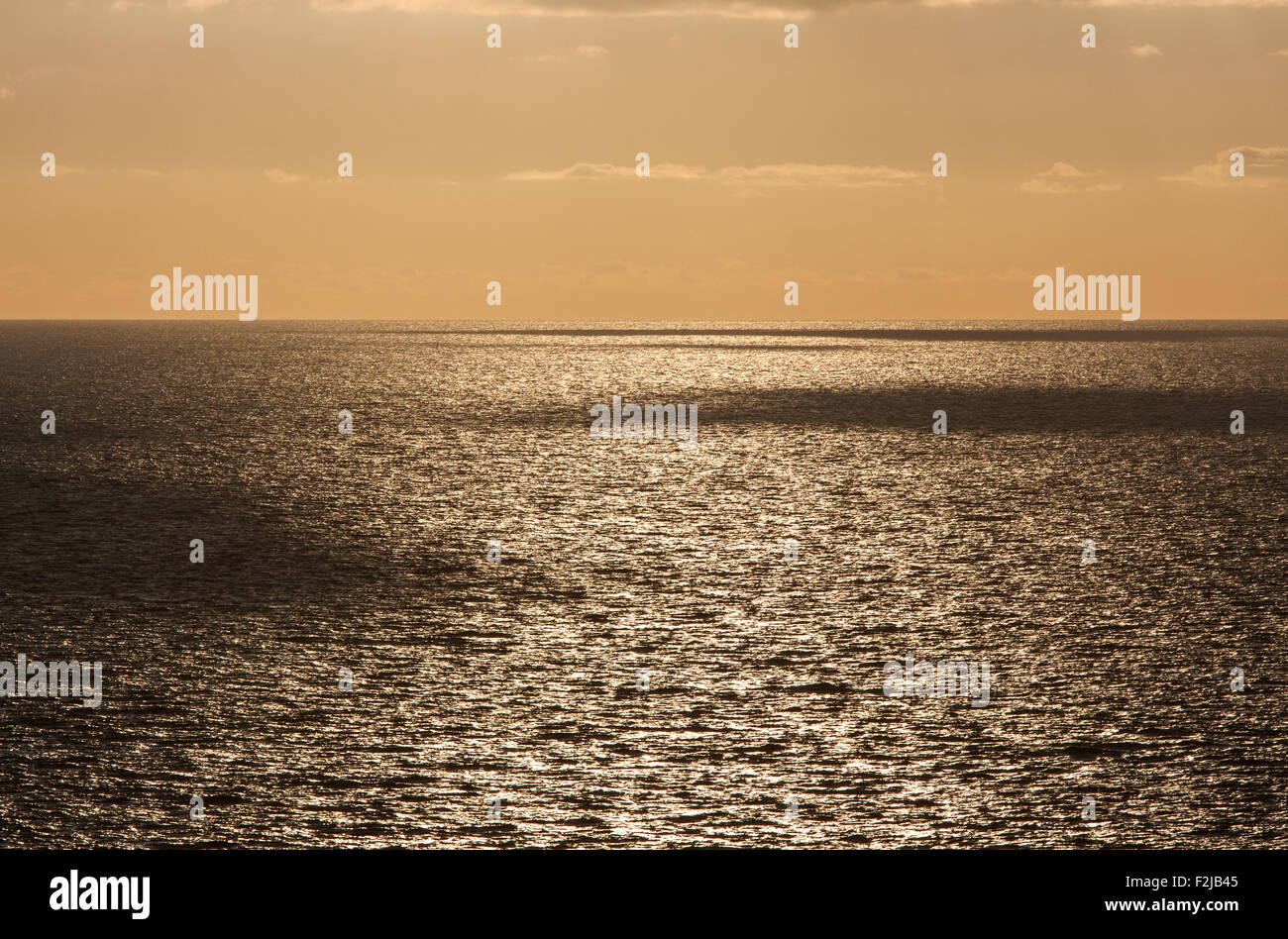 Sea and late evening sun Stock Photo