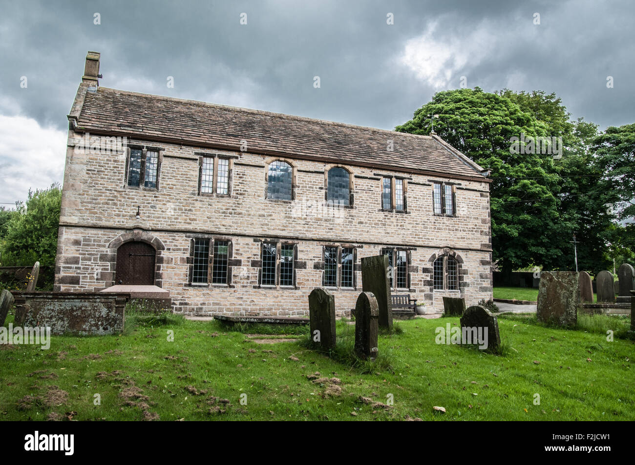 Chinley  Independent Church Derbyshire this rural this holy ground resting in peace the calm grave yard Ray Boswell Stock Photo
