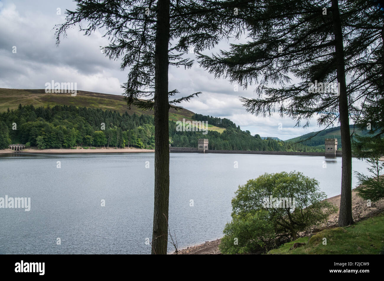 the great dam Derwent  Derbyshire in shade under the clouds in this great peak district air on a fresh day Ray Boswell Stock Photo