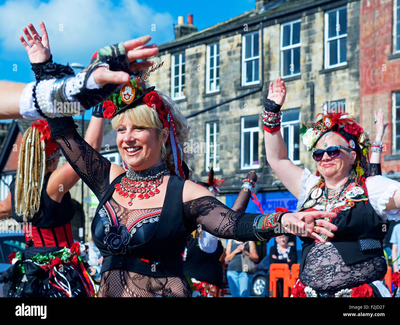 Belly Dancers (the 400 Roses troupe), at the Otley Folk festival, West Yorkshire, England UK Stock Photo