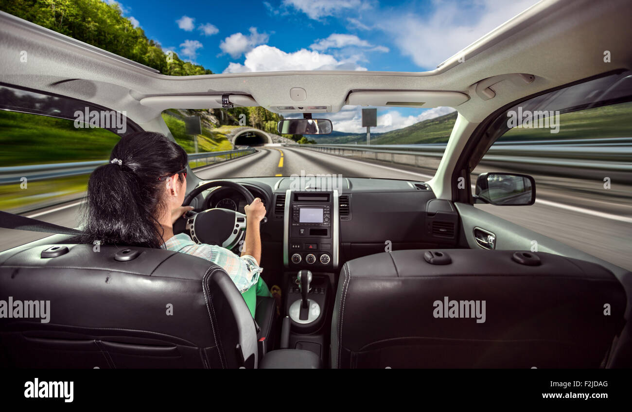 Car girl wheel hi-res stock photography and images - Alamy