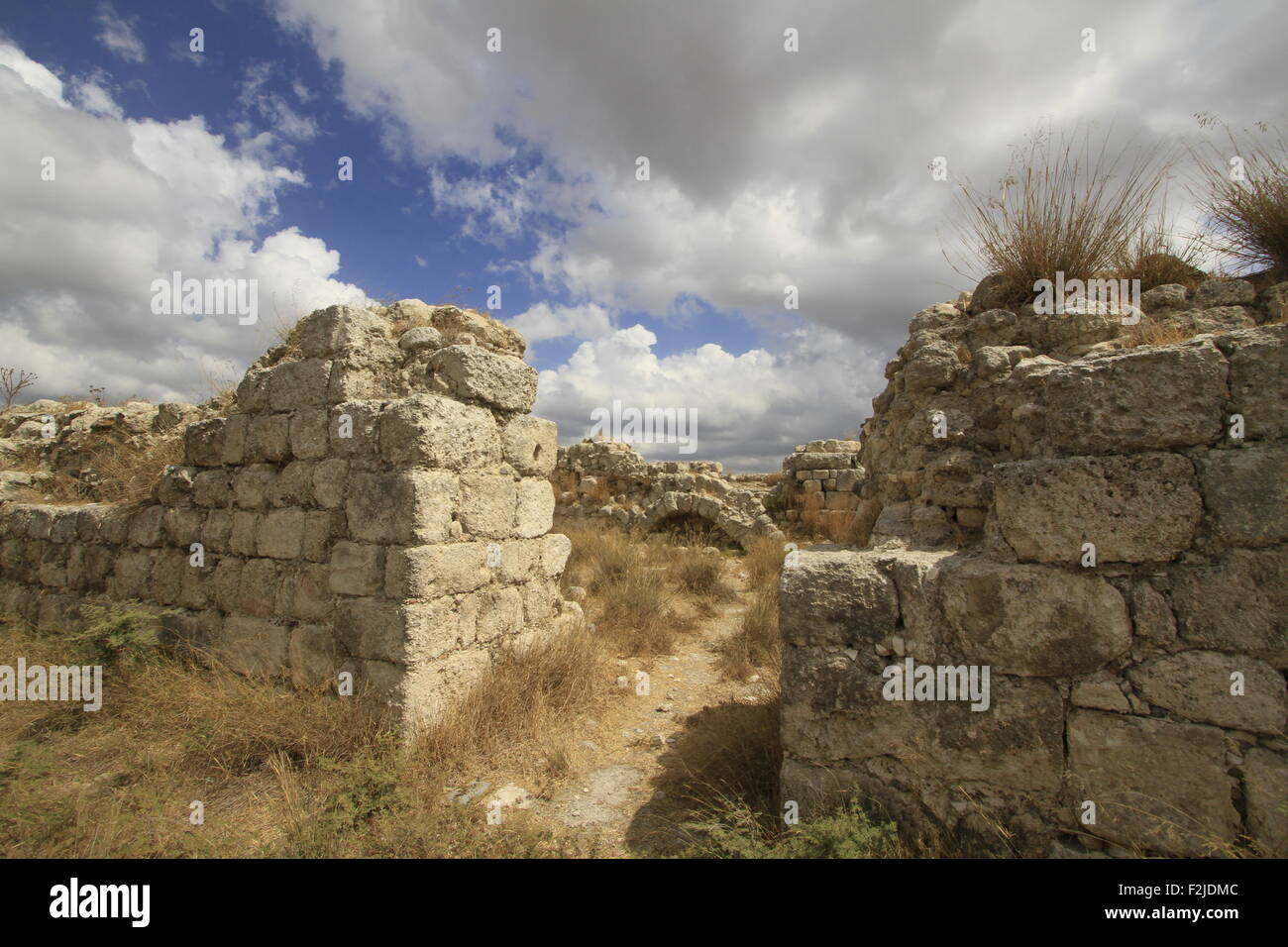 Israel, Shephelah, ruins of the Byzantine monastery in Tel Beth Shemesh Stock Photo