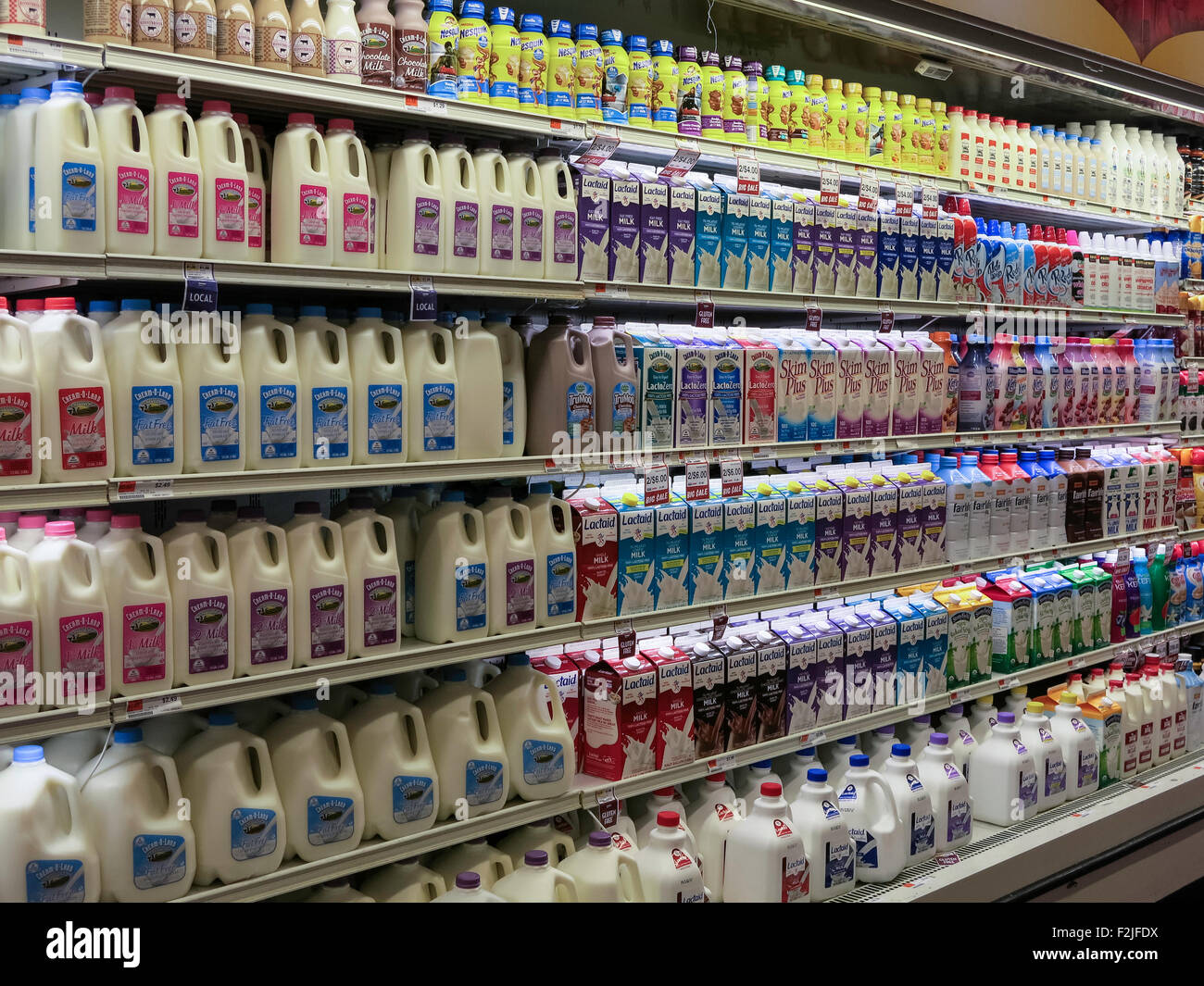 Dairy Aisle, Fairway Super Market, New York City, USA Stock Photo