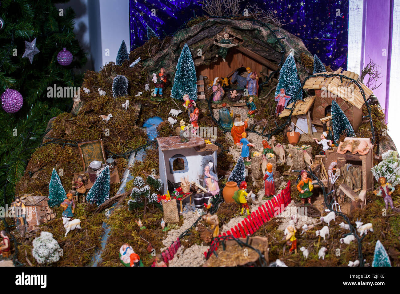 View of nativity scene, in Italian called Presepe Stock Photo Alamy