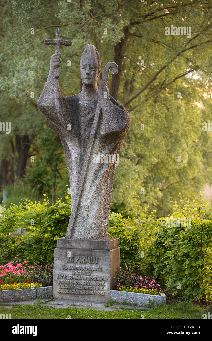 Statue of Island Saint of Reichenau, Lake Constance, Germany Stock Photo