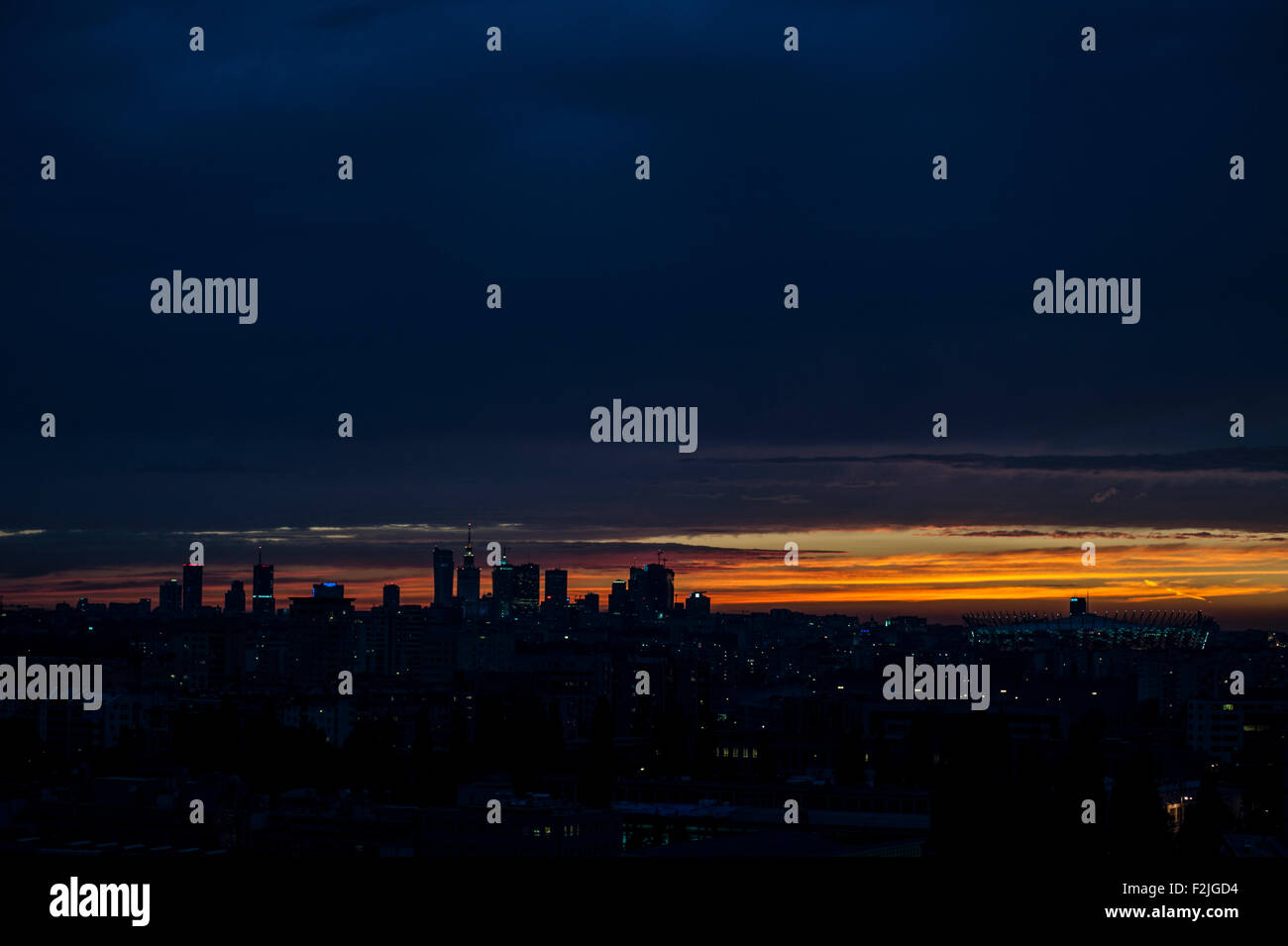 City warsaw downtown skyline silhouette hi-res stock photography and ...