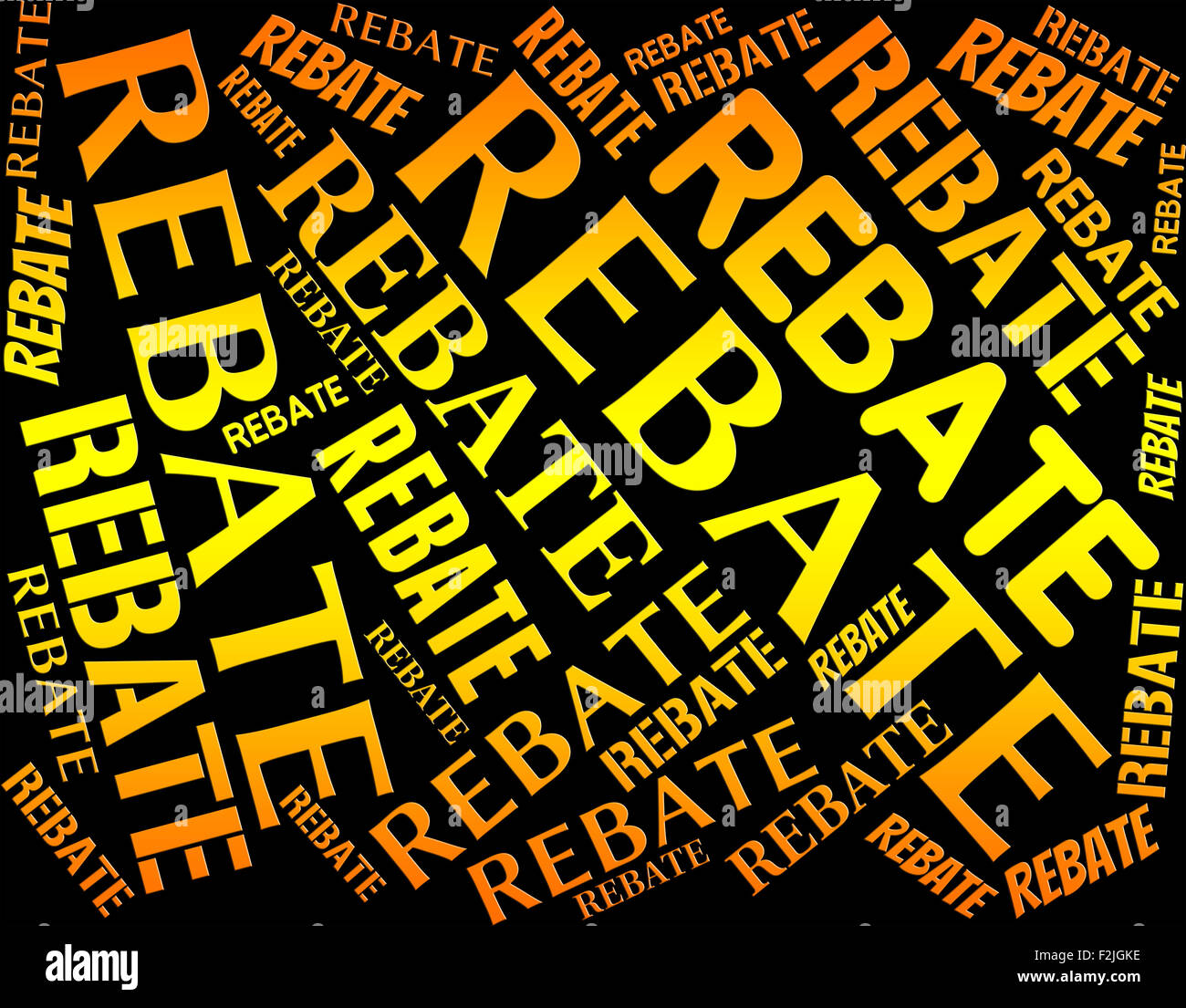 rebate-word-showing-partial-refund-and-text-stock-photo-alamy