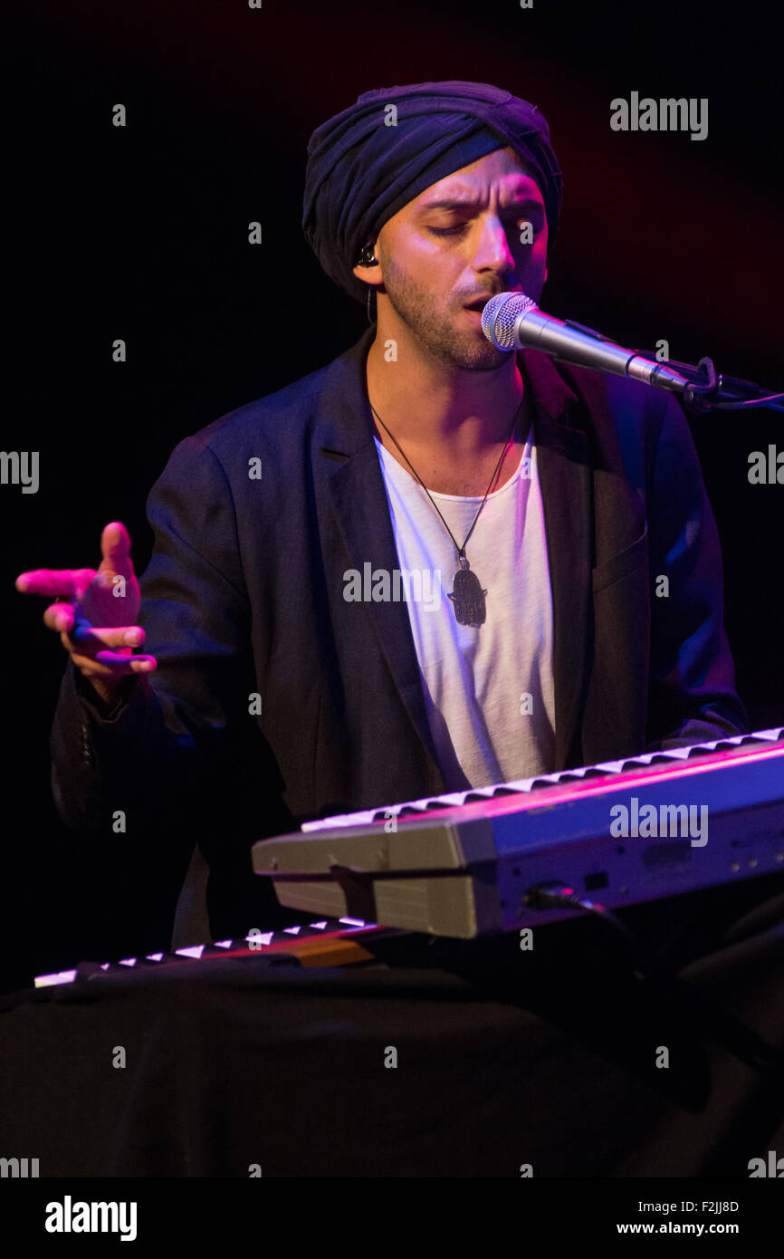 Milan Italy. 19th September 2015. The Israeli singer-songwriter Idan Raichel known for The Idan Raichel Project performs live on stage at Teatro Elfo Puccini during the MITO SettembreMusica Festival 2015 with special guest Italian singer Ornella Vanoni Credit:  Rodolfo Sassano/Alamy Live News Stock Photo