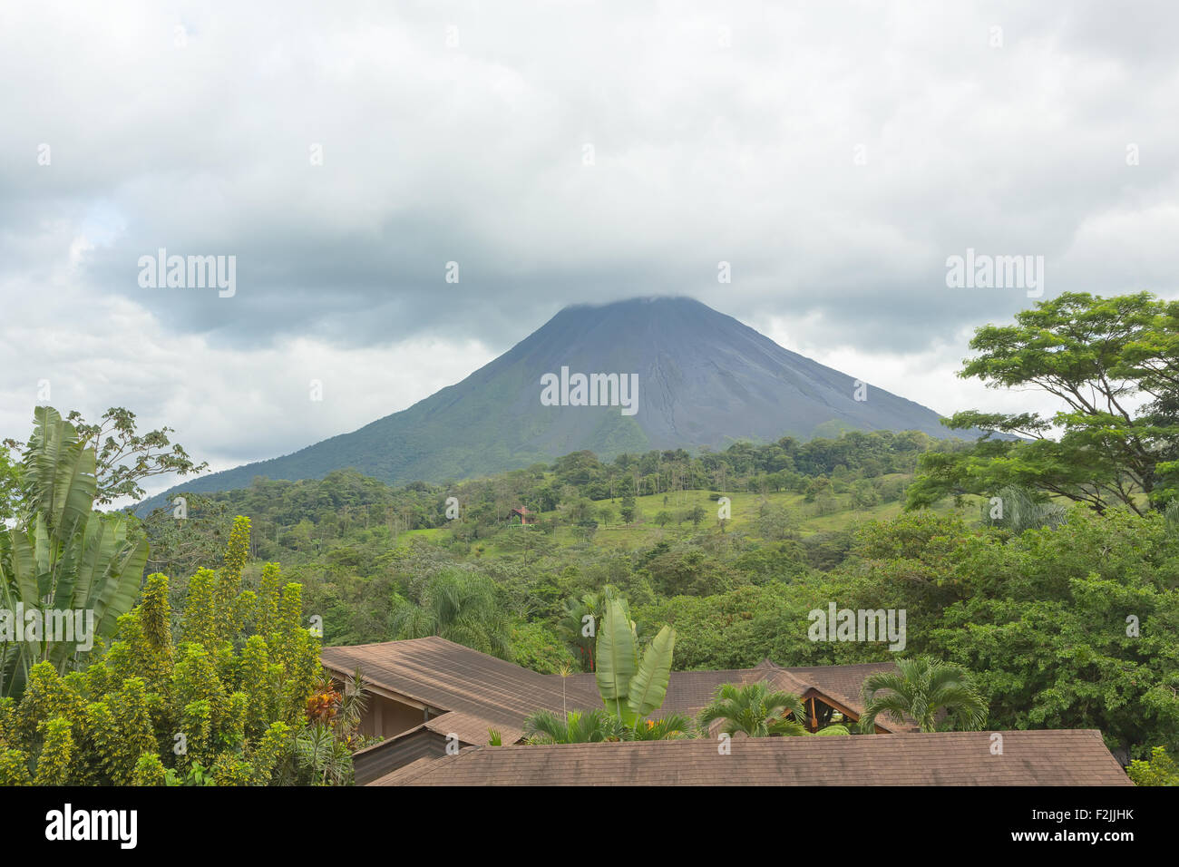 View of the Arenal Volcano from observation point, Costa Rica Stock Photo