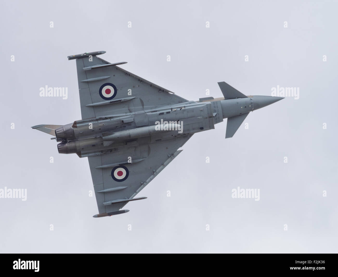 Yeovilton, UK - 11th July 2015: RAF Typhoon jet fighter flying at Yeovilton Air Day. Stock Photo