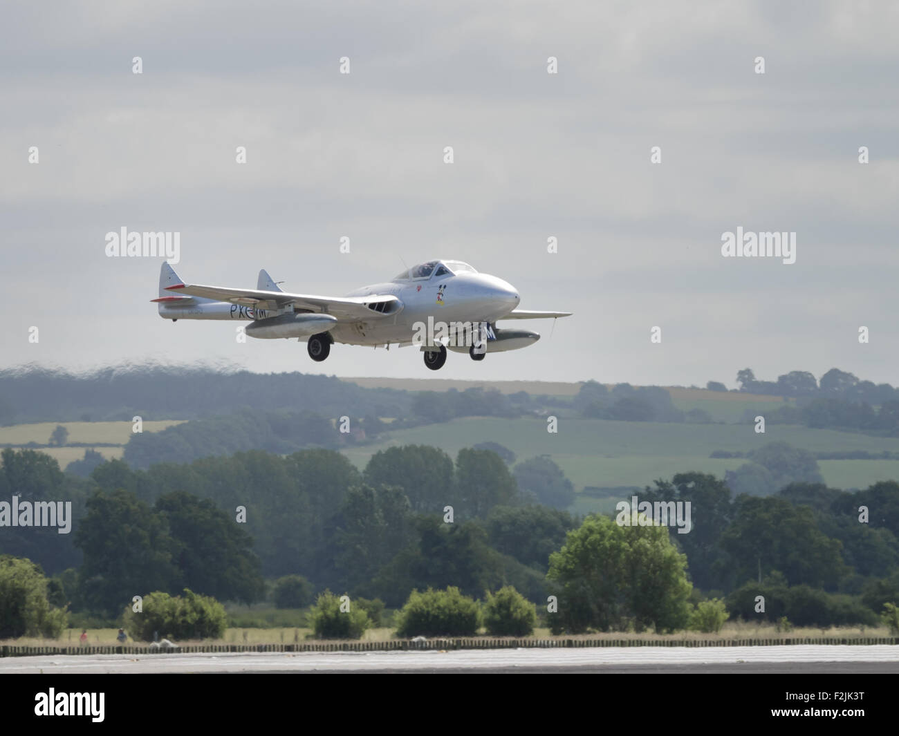 Yeovilton, UK - 11th July 2015: Vintage Vampire jet flying at Yeovilton Air Day. Stock Photo