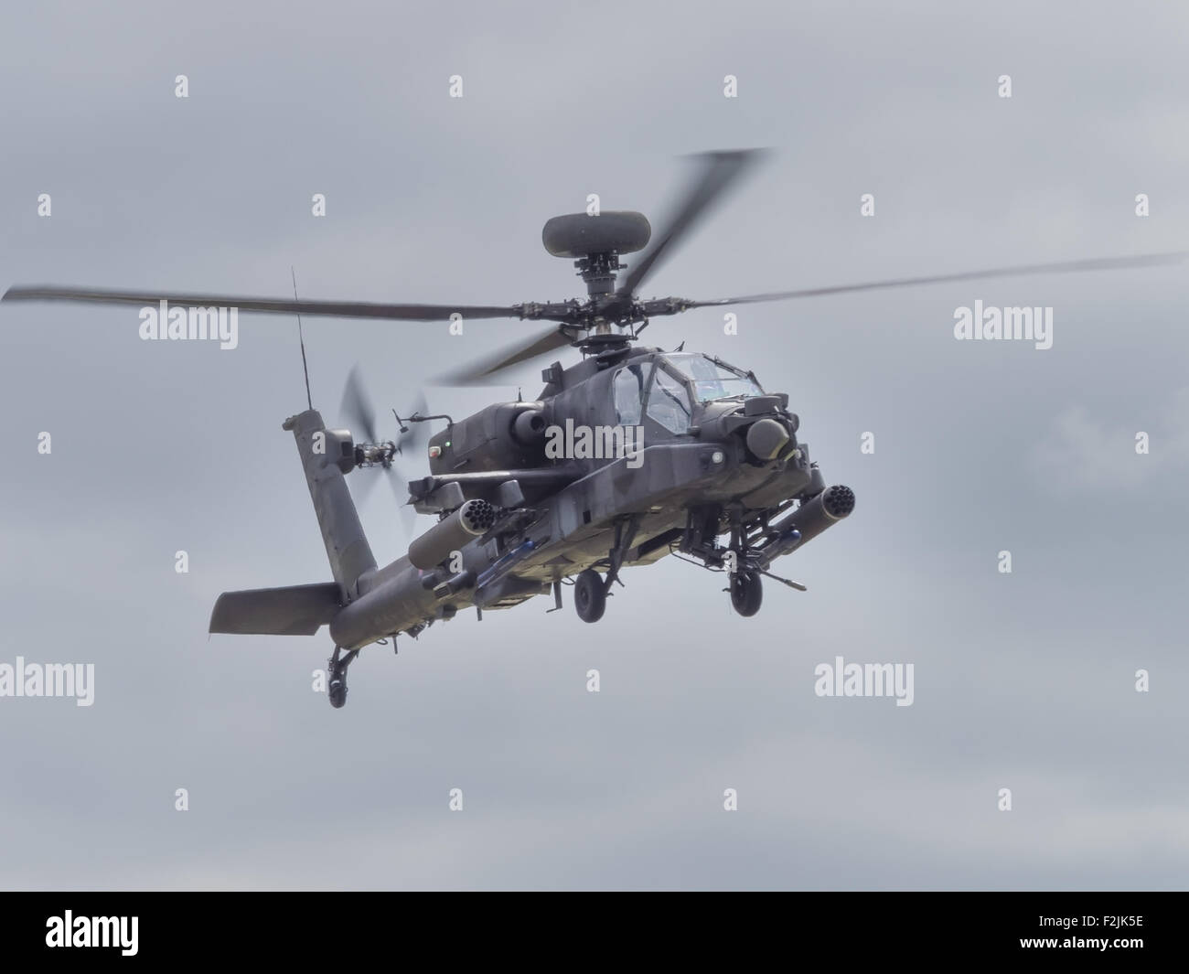 Yeovilton, UK - 11th July 2015: Apache helicopter flying at Yeovilton Air Day. Stock Photo