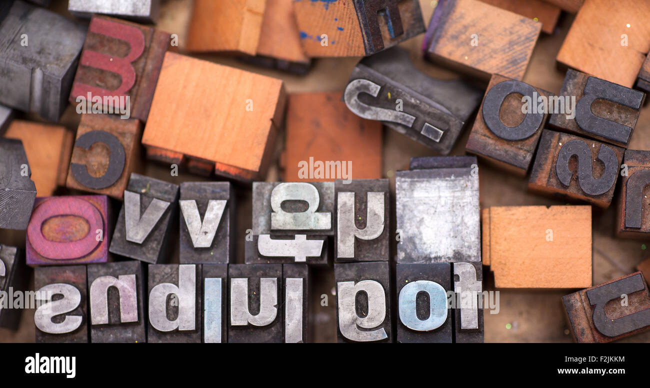 A lot of alphabet stamp, Block letters Stock Photo