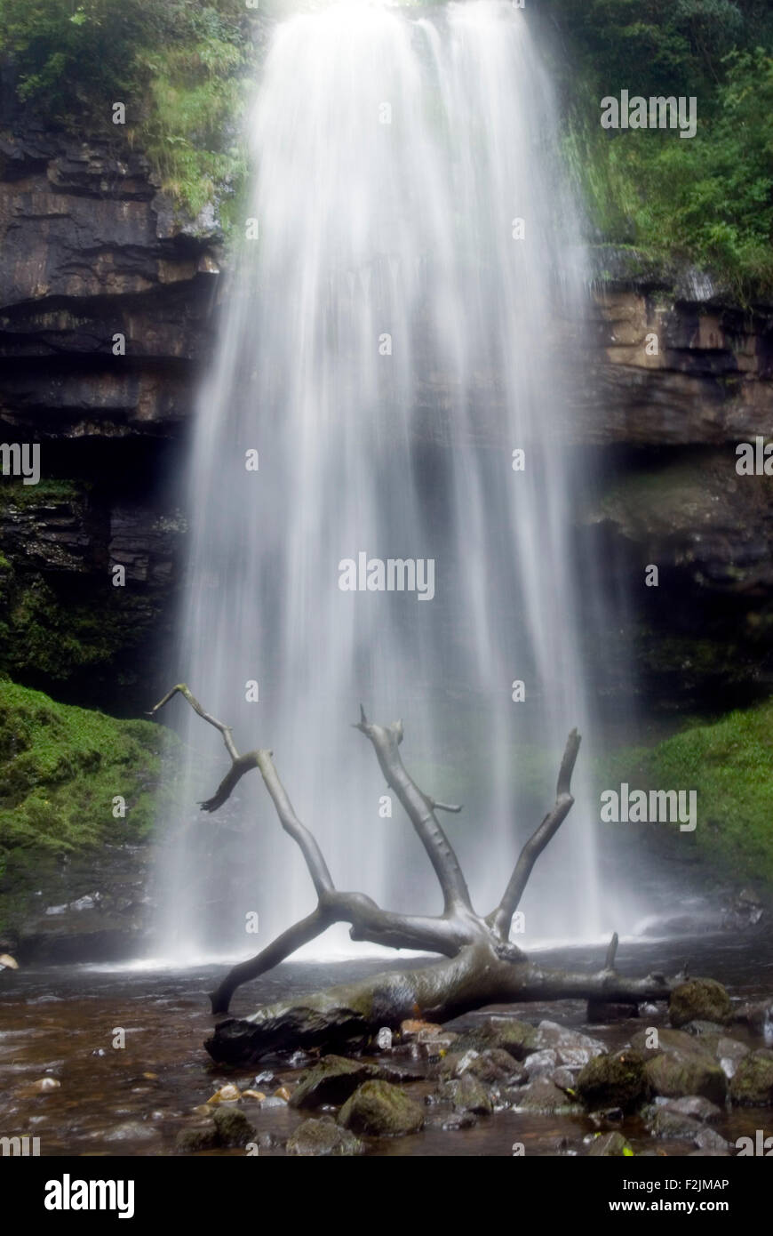 Waterfall Henrhyd Falls in Soutwales England Europe with longtime exposure Stock Photo