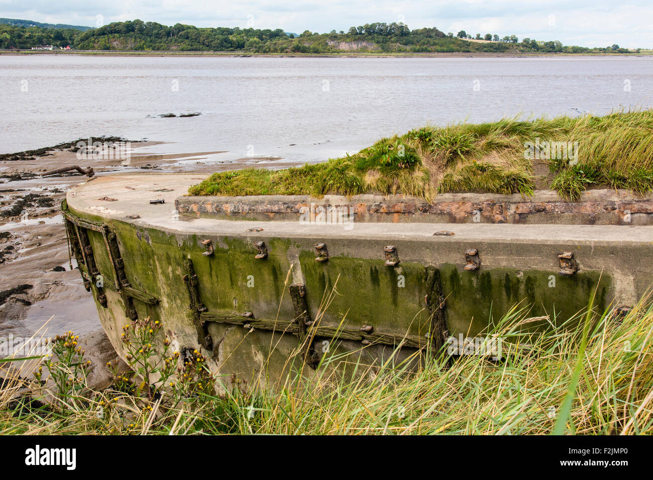 Abandoned boats at Purton ship graveyard on the bank of the river Severn where boats were dumped between 1909 and the 1970s in a Stock Photo