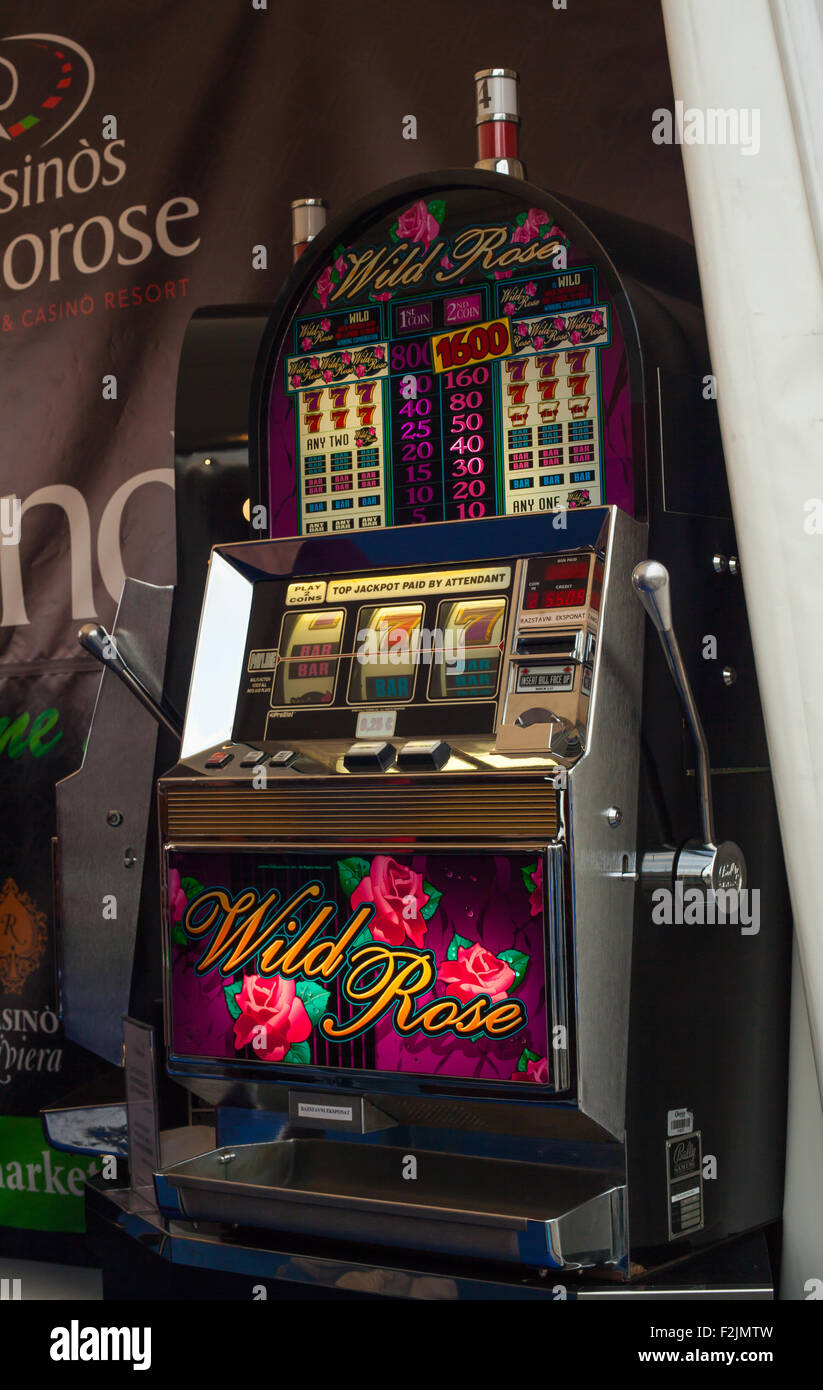 TRIESTE, ITALY - OCTOBER, 10: View of the slot machine on October 10, 2014 Stock Photo