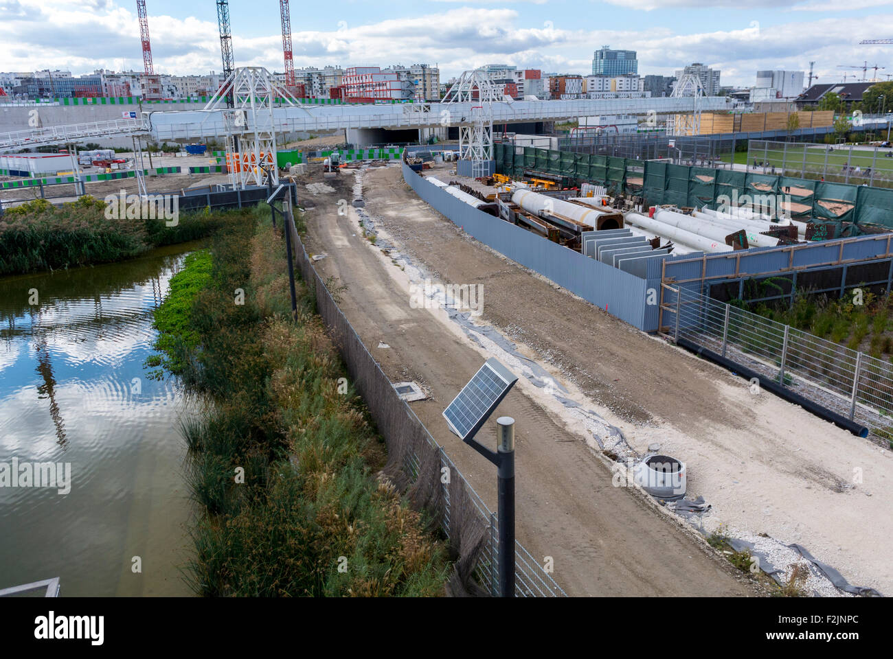 Paris, France, Overview, Aerial, New Modern Architecture Project, Neighborhood, Eco-Quartier Clichy-Batignolles, Stock Photo