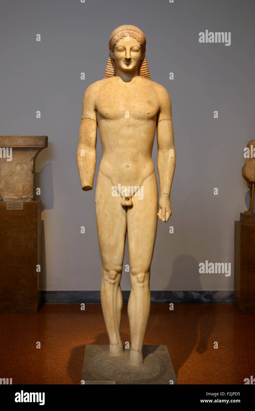 Statue of Kouros (540 530 BC) from Parian Marble in the National