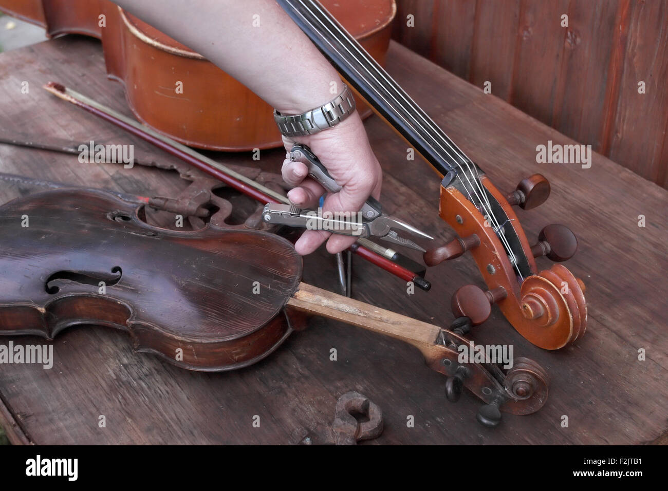 Repair Of Musical Instruments Stock Photo Alamy