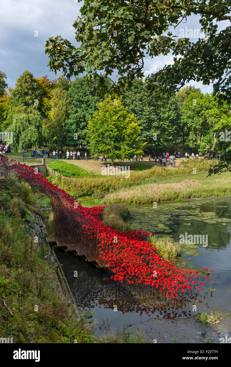'Poppies: Wave', from the installation 'Blood Swept Lands and Seas of Red' , Yorkshire Sculpture Park,  Wakefield, Yorkshire, UK Stock Photo