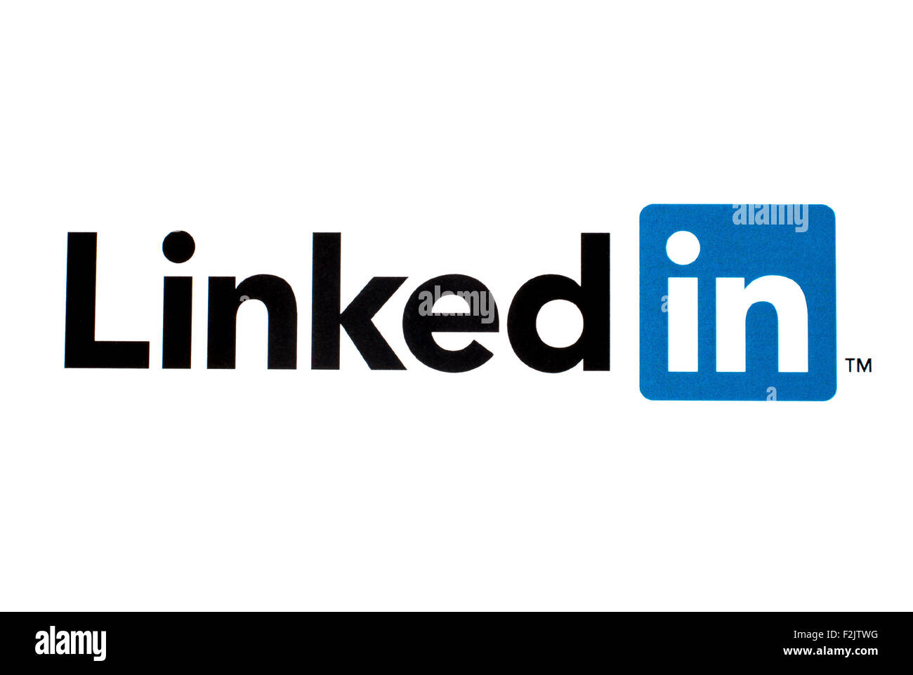 GDANSK, POLAND - MAY 26, 2015. LinkedIn logo printed on paper and placed on white background. Stock Photo