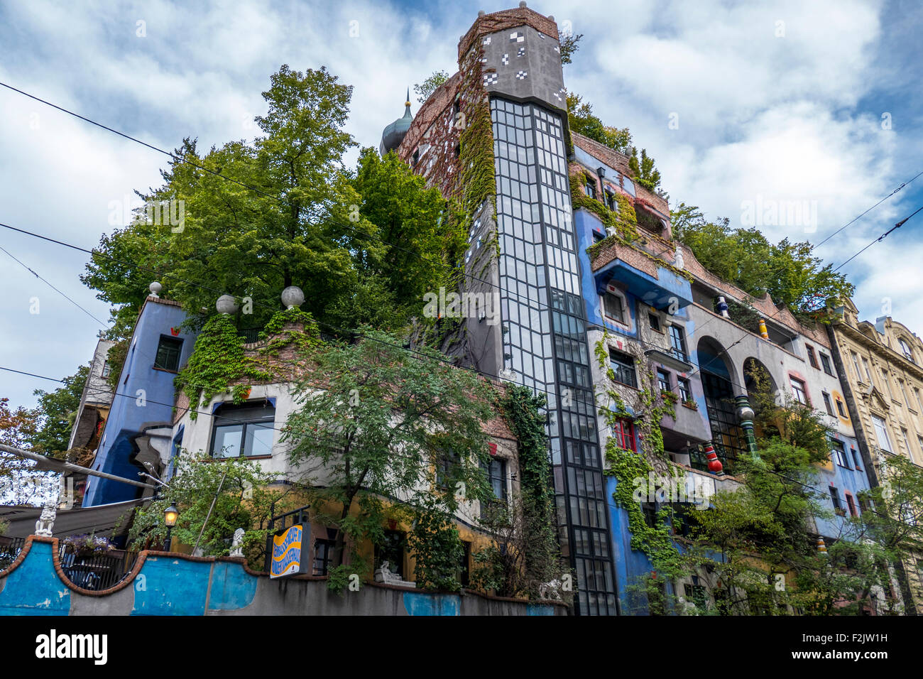 Colorful facade of Hundertwasser House, Hundertwasserhaus, apartment building, Vienna, Austria, Europe Stock Photo