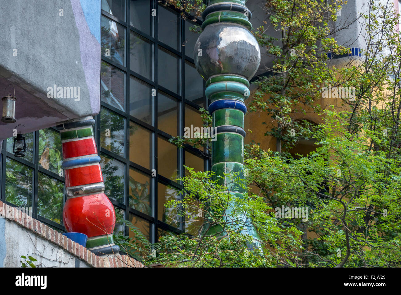 Colorful facade of Hundertwasser House, Hundertwasserhaus, apartment building, Vienna, Austria, Europe Stock Photo