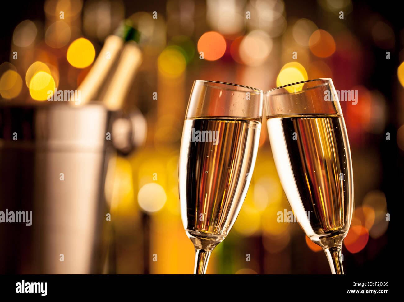 Champagne Bottle And Glasses Stock Photos & Champagne Bottle And