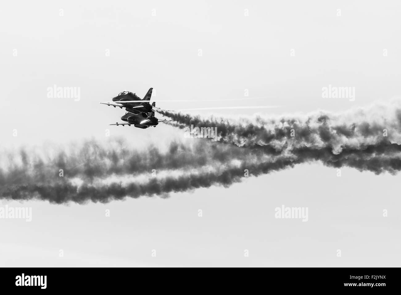 Gypo pass at Southport airshow in monochrome. Stock Photo