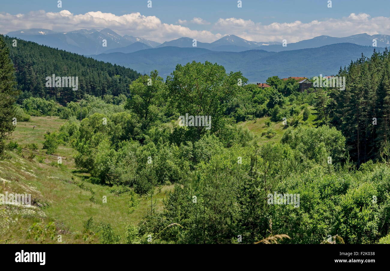 Mountain Plana and beautiful village Alino,  Bulgaria Stock Photo