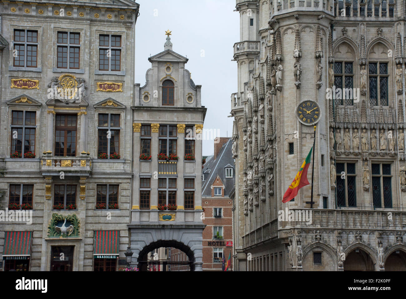 Maison des Brasseurs, Museum of Breweries and City Hall in the Grande Place, Brussels, Belgium. Stock Photo