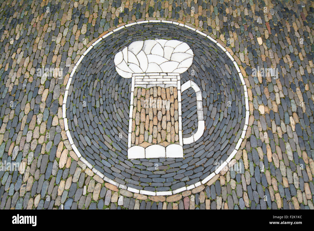 Freiburg, Baden-Wuerttemberg, Germany - pavement art beer stein Stock Photo