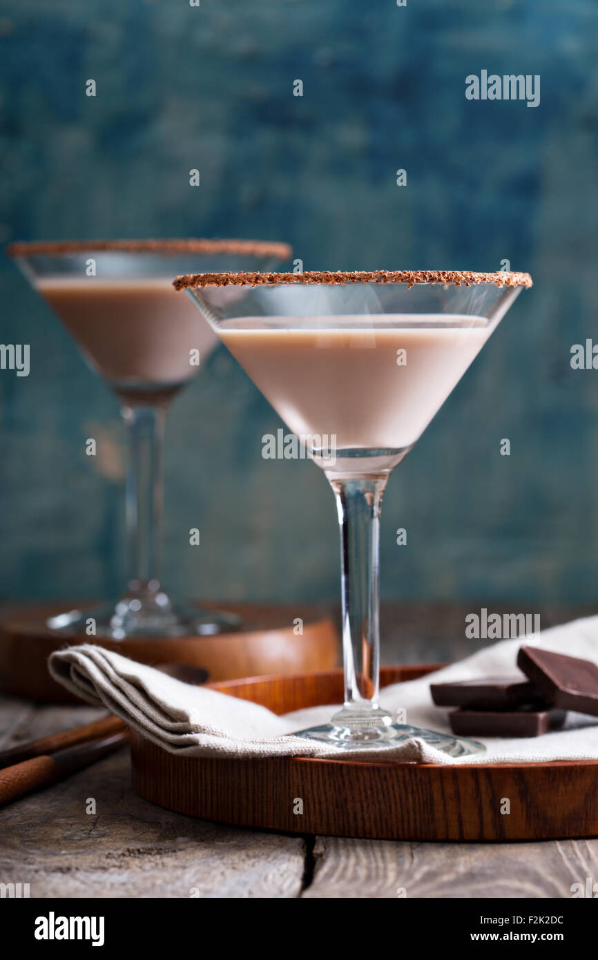 Chocolate martini coctail made from chocolate, cream and vodka Stock Photo