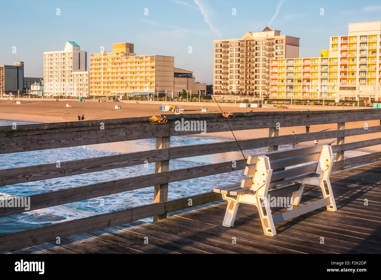 Virginia Beach boardwalk hotels from fishing pier Stock Photo Alamy