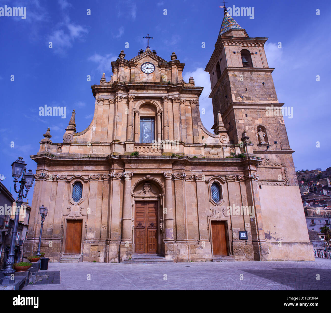 View of Sant'Antonio da Padova church, Agira, Sicily - Italy Stock Photo