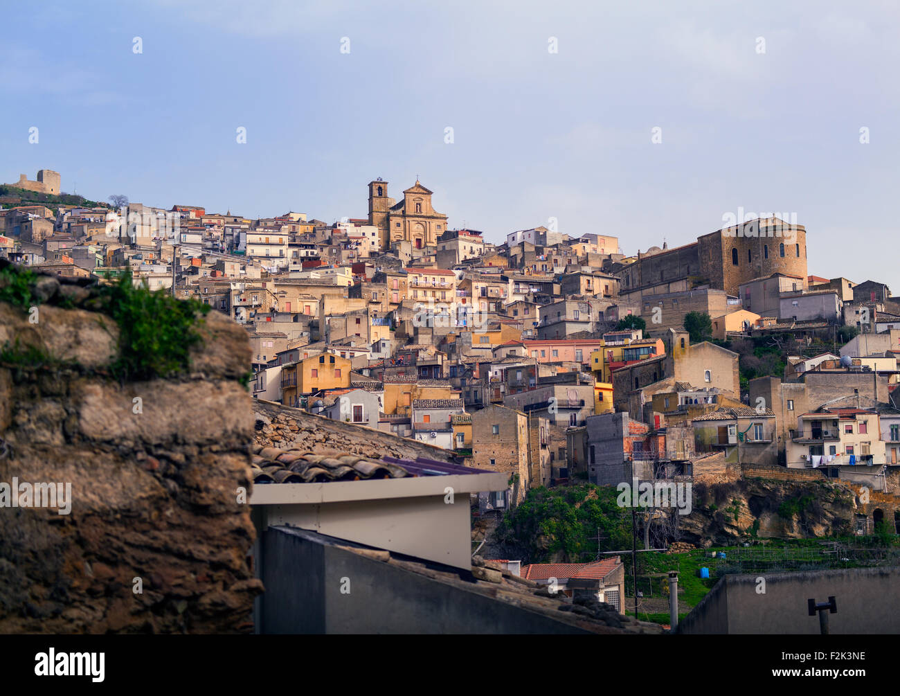 View of Agira, little town in the centre of Sicily. Stock Photo