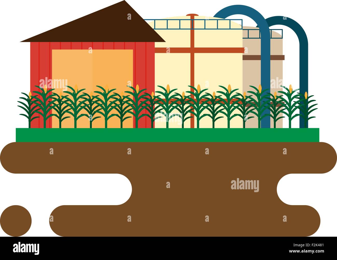 Vector concept of biofuels refinery plant for processing natural ...