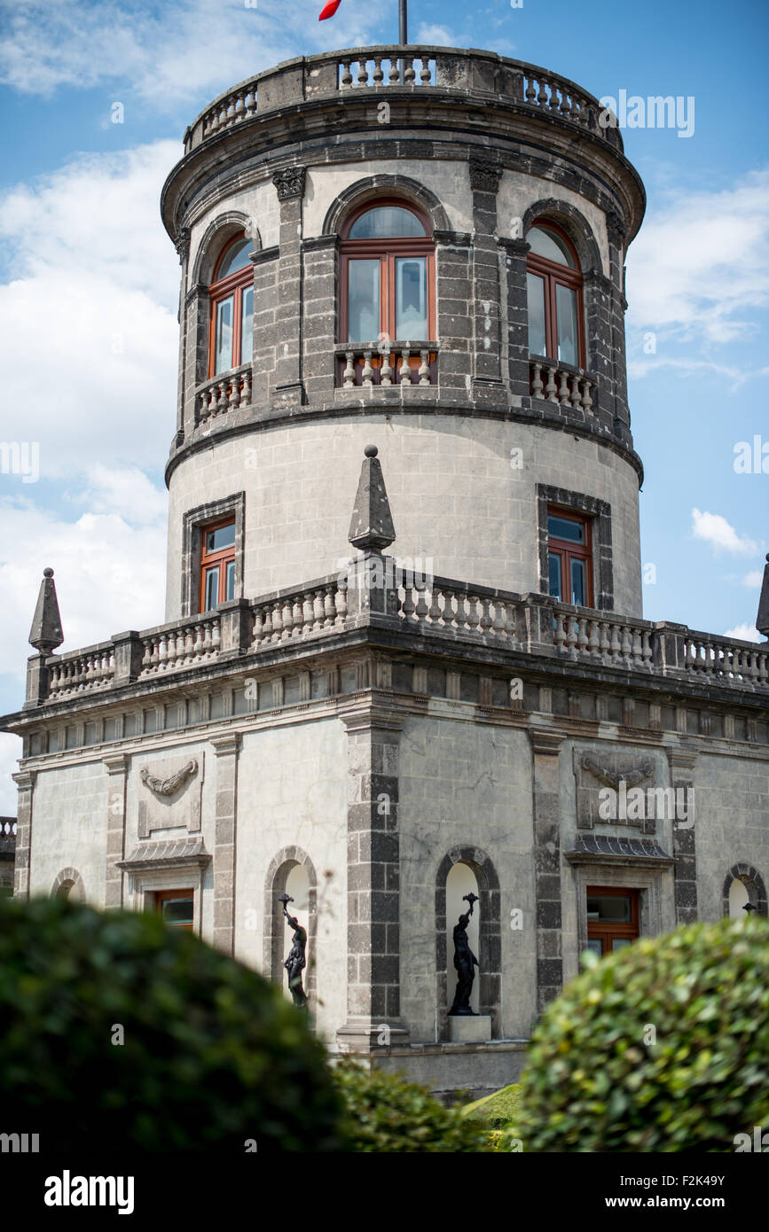 MEXICO City, Mexico - Since construction first started around 1785, Chapultepec Castle has been a Military Academy, Imperial residence, Presidential home, observatory, and is now Mexico's National History Museum (Museo Nacional de Historia). It sits on top of Chapultepec Hill in the heart of Mexico City. Stock Photo